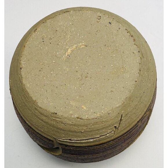 VTG Handmade 4.75" Brown Leaf Stripe Design Studio Pottery CANDLE LANTERN EUC - Picture 6 of 6